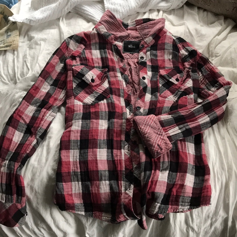 Rails Dana Plaid Button Down Red White Small $168 - image 4